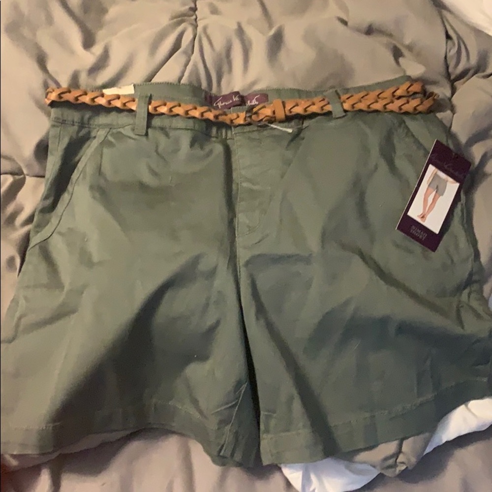 Sage green short with braided belt